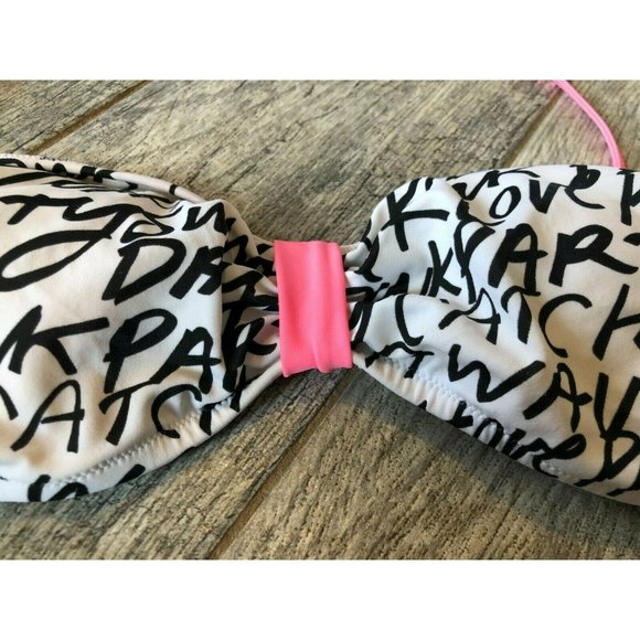 Victorias Secret Pink Bikini Swimsuit Top Medium‎ Padded Spell Out Party Swim - Picture 1 of 7
